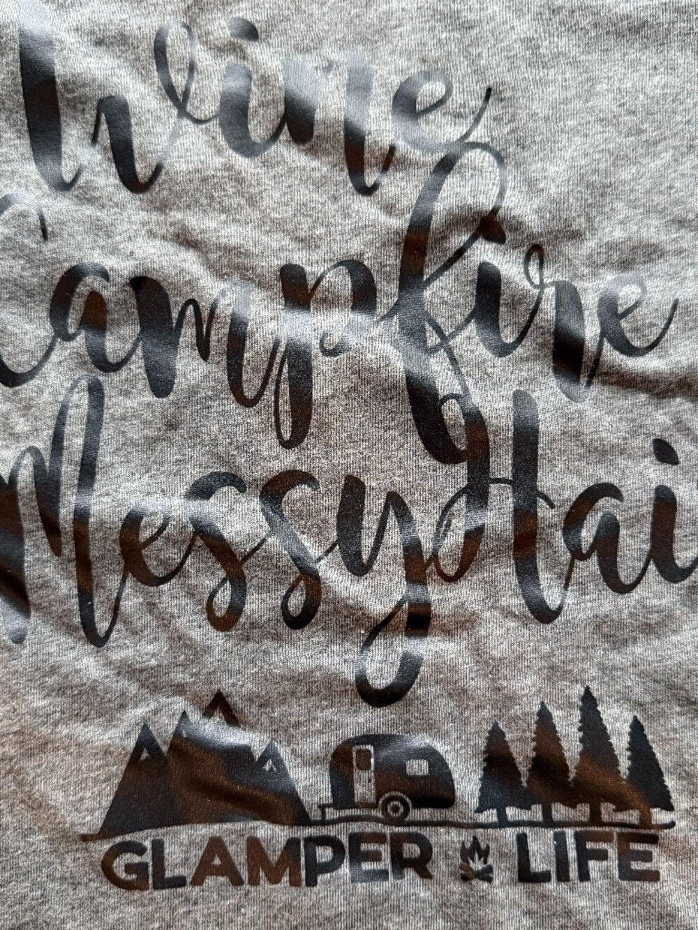 Glamper Life Wine Campfire Messy Hair Tee XL